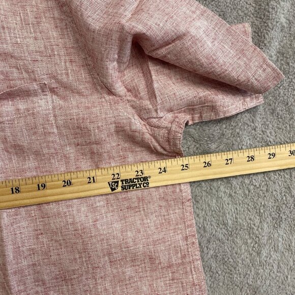 NEW Weatherproof Men's XL Short Sleeve Button-Up Shirt Red Linen Blend - Picture 6 of 9